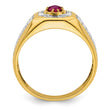14k 5/8 carat Lab Grown Diamond VS/SI+ G+ and Created Ruby Complete Men's Ring, Size 10 - Birthstone Company