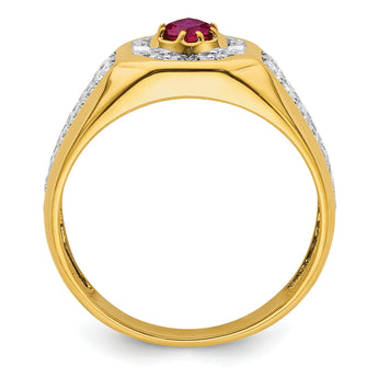 14K Men's Cr. Ruby Complete Lab Grown VS/SI FGH Dia Ring - Sophia Jewelers