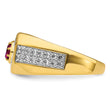 14k 5/8 carat Lab Grown Diamond VS/SI+ G+ and Created Ruby Complete Men's Ring, Size 10 - Birthstone Company