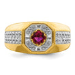 14k 5/8 carat Lab Grown Diamond VS/SI+ G+ and Created Ruby Complete Men's Ring, Size 10 - Birthstone Company