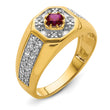 14k 5/8 carat Lab Grown Diamond VS/SI+ G+ and Created Ruby Complete Men's Ring, Size 10 - Birthstone Company