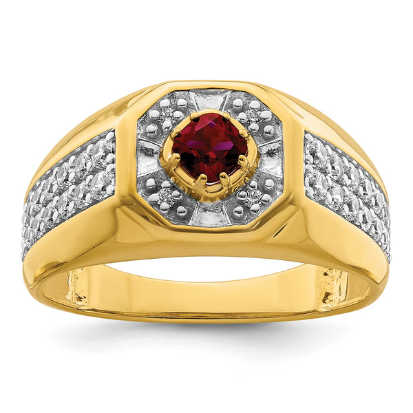 14K Men's Cr. Ruby Complete Lab Grown VS/SI FGH Dia Ring - Sophia Jewelers