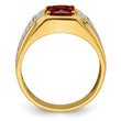 14k with White Rhodium 3/4 carat Lab Grown Diamond VS/SI+ G+ and Created Ruby Complete Men's Ring, Size 10 - Birthstone Company