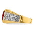 14k with White Rhodium 3/4 carat Lab Grown Diamond VS/SI+ G+ and Created Ruby Complete Men's Ring, Size 10 - Birthstone Company