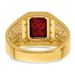 14k with White Rhodium 3/4 carat Lab Grown Diamond VS/SI+ G+ and Created Ruby Complete Men's Ring, Size 10 - Birthstone Company