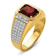 14k with White Rhodium 3/4 carat Lab Grown Diamond VS/SI+ G+ and Created Ruby Complete Men's Ring, Size 10 - Birthstone Company