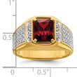 14k with White Rhodium 3/4 carat Lab Grown Diamond VS/SI+ G+ and Created Ruby Complete Men's Ring, Size 10 - Birthstone Company