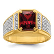 14k with White Rhodium 3/4 carat Lab Grown Diamond VS/SI+ G+ and Created Ruby Complete Men's Ring, Size 10 - Birthstone Company