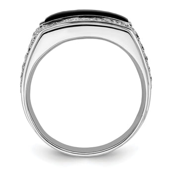 14k White Gold 1 carat Lab Grown Diamond VS/SI+ G+ and Onyx Complete Men's Ring, Size 10 - Birthstone Company
