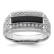 14k White Gold 1 carat Lab Grown Diamond VS/SI+ G+ and Onyx Complete Men's Ring, Size 10 - Birthstone Company
