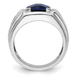 14k White Gold 1/4 carat Lab Grown Diamond VS/SI+ G+ and Lab Created Blue Sapphire Complete Men's Ring, Size 10 - Birthstone Company