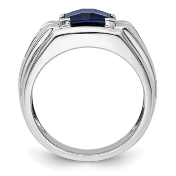 14k White Gold Men's Created Sapphire Complete Lab Grown VS/SI FG - Sophia Jewelers