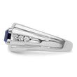 14k White Gold 1/4 carat Lab Grown Diamond VS/SI+ G+ and Lab Created Blue Sapphire Complete Men's Ring, Size 10 - Birthstone Company