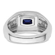 14k White Gold 1/4 carat Lab Grown Diamond VS/SI+ G+ and Lab Created Blue Sapphire Complete Men's Ring, Size 10 - Birthstone Company