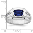14k White Gold 1/4 carat Lab Grown Diamond VS/SI+ G+ and Lab Created Blue Sapphire Complete Men's Ring, Size 10 - Birthstone Company