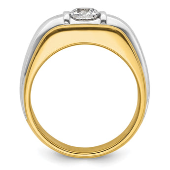 14k Two-tone 3/4 carat Lab Grown Diamond VS/SI+ G+ Complete Polished and Satin Men's Ring, Size 10 - Birthstone Company