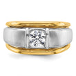 14k Two-tone 3/4 carat Lab Grown Diamond VS/SI+ G+ Complete Polished and Satin Men's Ring, Size 10 - Birthstone Company