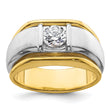 14k Two-tone Men's Polished and Satin Complete Lab Grown VS/SI FG - Sophia Jewelers