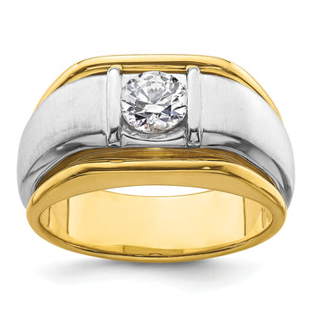 14k Two-tone Men's Polished and Satin Complete Lab Grown VS/SI FG - Sophia Jewelers