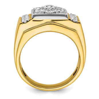 14k Two Tone 1 3/4 carat Lab Grown Diamond VS/SI+ G+ Complete Men's Polished and Satin Cluster Ring, Size 10 - Birthstone Company