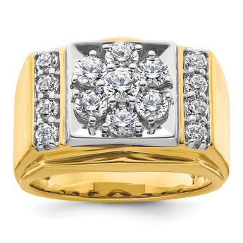 14k Two Tone 1 3/4 carat Lab Grown Diamond VS/SI+ G+ Complete Men's Polished and Satin Cluster Ring, Size 10 - Birthstone Company