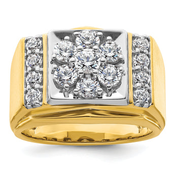 14k Two-tone Men's Polished and Satin Complete Lab Grown VS/SI FG - Sophia Jewelers