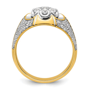 14k Two-Tone 1 1/4 carat Lab Grown Diamond VS/SI+ G+ Complete Men's Cluster Ring, Size 10 - Birthstone Company