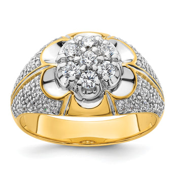 14k Two-Tone 1 1/4 carat Lab Grown Diamond VS/SI+ G+ Complete Men's Cluster Ring, Size 10 - Birthstone Company