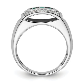 14k White Gold Men's Created Emerald Complete Lab Grown VS/SI FGH - Sophia Jewelers