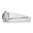 14k White Gold 1/3 carat Lab Grown Diamond VS/SI+ G+ and Created Emerald Complete Men's Ring, Size 10 - Birthstone Company