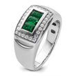 14k White Gold 1/3 carat Lab Grown Diamond VS/SI+ G+ and Created Emerald Complete Men's Ring, Size 10 - Birthstone Company