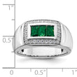 14k White Gold 1/3 carat Lab Grown Diamond VS/SI+ G+ and Created Emerald Complete Men's Ring, Size 10 - Birthstone Company