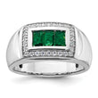 14k White Gold Men's Created Emerald Complete Lab Grown VS/SI FGH - Sophia Jewelers