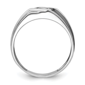14k White Gold with Black Rhodium 1/2 carat Lab Grown Diamond VS/SI+ G+ Complete Satin Men's Ring, Size 10 - Birthstone Company
