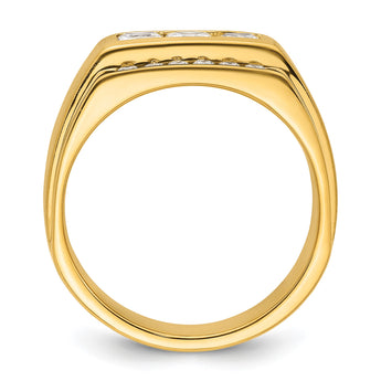 14k 1 1/8 carat Lab Grown Diamond VS/SI+ G+ Complete Polished and Satin Men's Ring, Size 10 - Birthstone Company