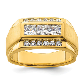 14k 1 1/8 carat Lab Grown Diamond VS/SI+ G+ Complete Polished and Satin Men's Ring, Size 10 - Birthstone Company