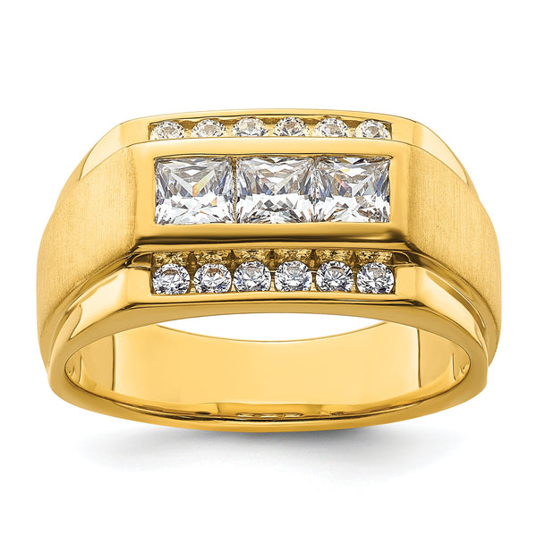 14k Men's Polished and Satin Complete Lab Grown VS/SI FGH Dia Rin - Sophia Jewelers