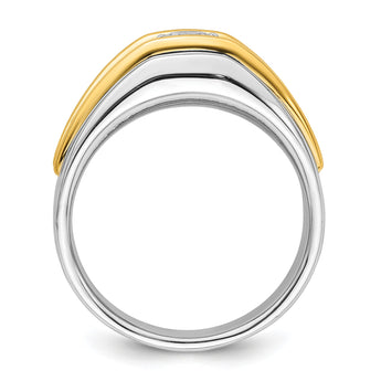 14k Two-tone 1/2 carat Lab Grown Diamond VS/SI+ G+ Three Stone Complete Men's Ring, Size 10 - Birthstone Company