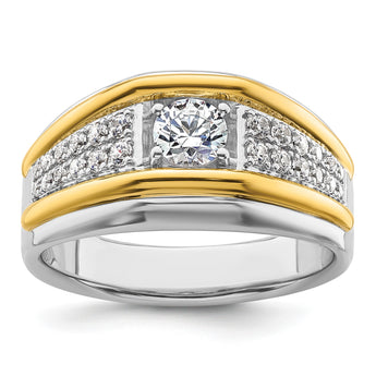 14k Two-tone 1/2 carat Lab Grown Diamond VS/SI+ G+ Three Stone Complete Men's Ring, Size 10 - Birthstone Company