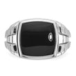 Men's Cushion Onyx Ring in 14K White Gold, Satin & Polished, Size 10
