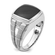 Men's Cushion Onyx Ring in 14K White Gold, Satin & Polished, Size 10