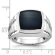 Men's Cushion Onyx Ring in 14K White Gold, Satin & Polished, Size 10