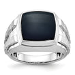 Men's Cushion Onyx Ring in 14K White Gold, Satin & Polished, Size 10