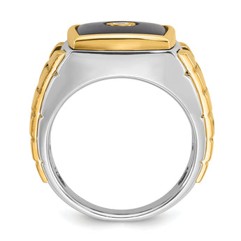 10k Two-tone IBGoodman Men's Onyx and Diamond Complete Ring