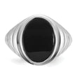 Men's Oval Onyx Ring in 14K White Gold, Size 10