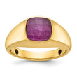 14k Mens Cushion Ruby Doublet Stone Complete Ring