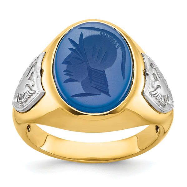 10k Two-tone IBGoodman Men's Blue Agate Complete Ring