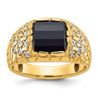 14k Men's Onyx and Lab Grown VS/SI FGH Dia Complete Nugget Ring, Size 10 - Birthstone Company