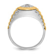 14k Two-tone Men's Polished Satin and Textured 3/8 Carat Lab Grown Diamond Ring, Size 10 - Birthstone Company