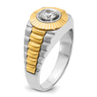 14k Two-tone Men's Polished Satin and Textured 3/8 Carat Lab Grown Diamond Ring, Size 10 - Birthstone Company